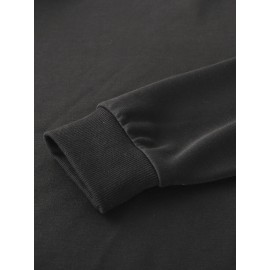 Mens Cartoon Astronaut Print Crew Neck Loose Pullover Sweatshirts