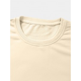 Mens Cartoon Astronaut Planet Print Crew Neck Pullover Sweatshirts