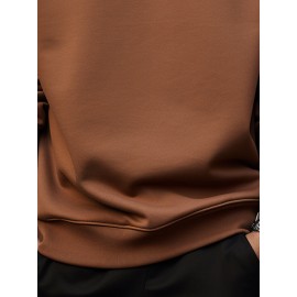 Mens Solid Crew Neck Casual Loose Pullover Sweatshirts