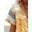Women Ethnic Vintage Print V-Neck Short Sleeve Blouse