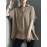 Women Solid Johnny Collar Casual Short Sleeve Blouse