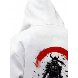 Mens Japanese Ninja Back Print Loose Long Sleeve Hoodies Winter