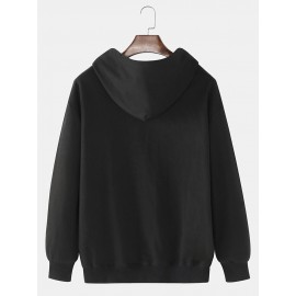 Mens Cartoon Space Astronaut Print Loose Drawstring Hoodies