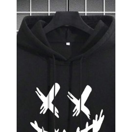 Mens Funny Smile Face Graphic Kangaroo Pocket Drawstring Hoodies Winter